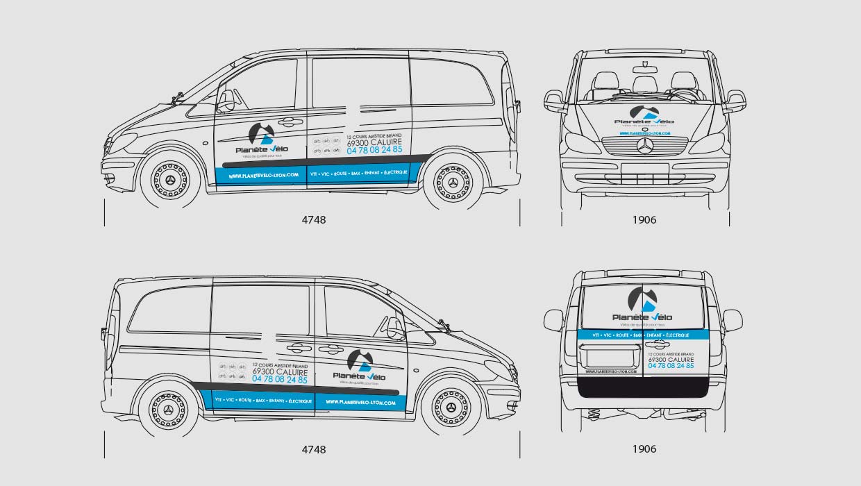 Planète Vélo, Lyon, Caluire, Création marquage véhicule